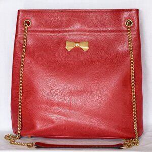 Nina Ricci Red Leather Bag With Gold Tone Hardware - France